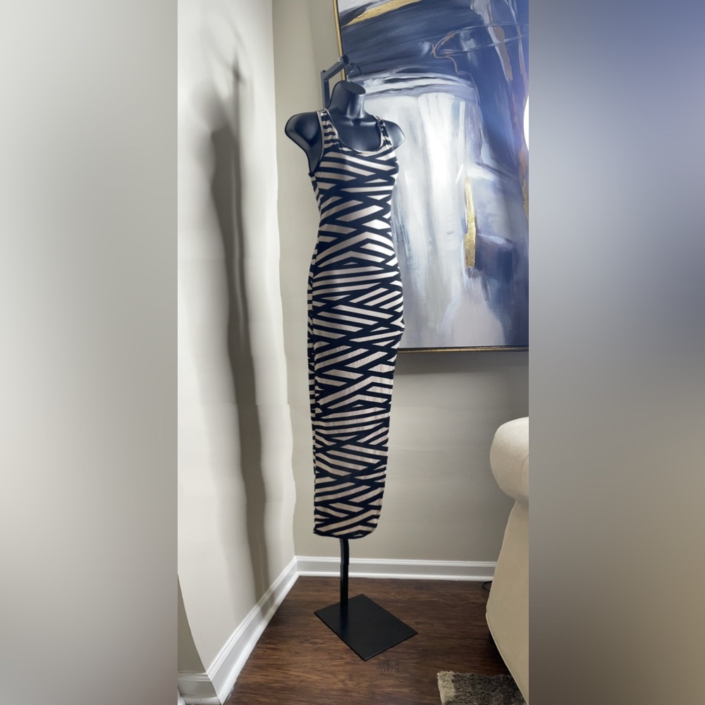 High low print maxi dress